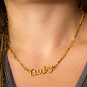 Κολιέ Επίχρυση Ατσάλινη Αλυσίδα Lucky