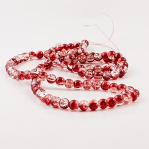 Crystal Crack Beads Red-Transparent
