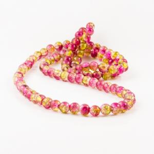 Crystal Crack Beads Fuchsia-Yellow