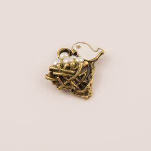 Bronze Nest with Bird (1.2x1.6cm)