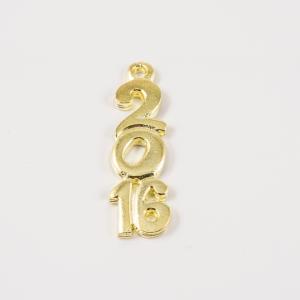 Gold Plated Metal Charm 2016 (3x1cm)
