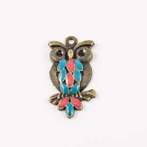 Bronze Owl Enamel 3x1.6cm