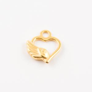 Gold Plated Heart-Wing Pendant 1.3x1.2cm