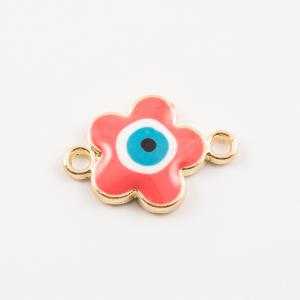 Gold Plated Eye Flower Coral Enamel