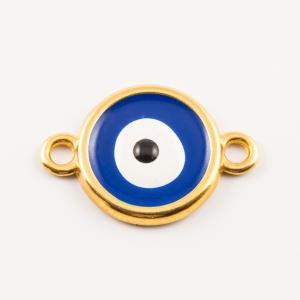 Gold Plated Eye Blue Enamel (2.8x1.9cm)