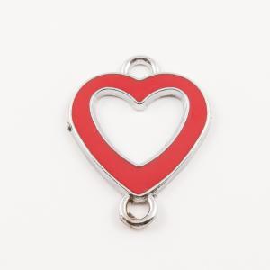 Metal Heart Red Enamel