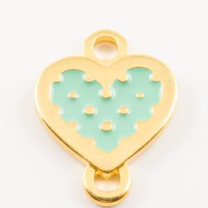 Gold Plated Heart Bright Green Enamel
