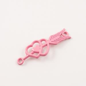 Metal Hearts-Arrow Pink 3.8x1.3cm