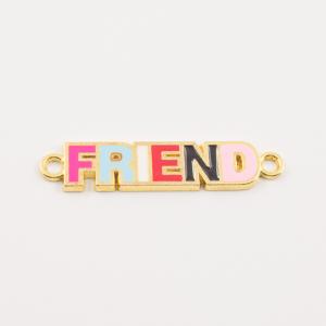 Gold Plated "FRIEND" Multicolored Enamel