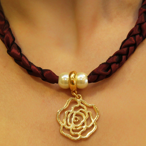 Necklace Taffeta with Rose