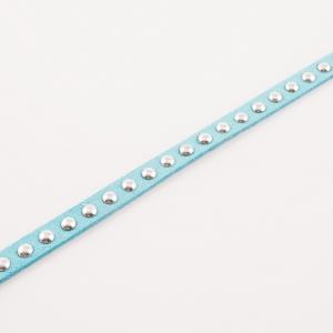 Suede Leather Studs Light Blue 7mm