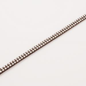 Suede Leathe Double Studs Brown 5mm