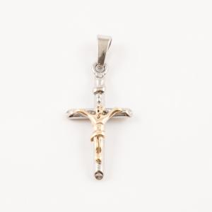 Steel Cross Gold Plated Jesus