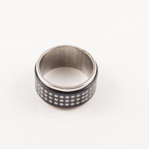 Steel Ring Carved "Dots"