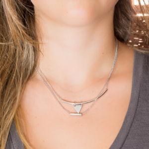 Metal Double Necklace Silver