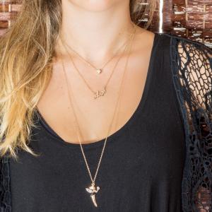 Gold Plated Necklace Triple Fairy