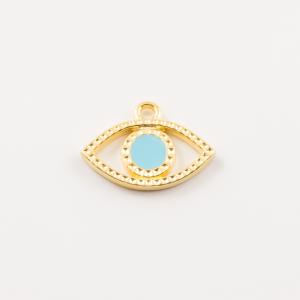 Gilt Eye Light Blue Enamel 1.5x1.1cm
