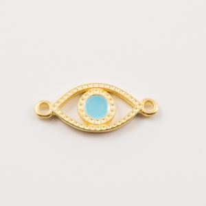 Gilt Eye Light Blue Enamel 2x0.9cm
