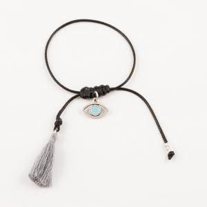 Bracelet Black Tassel Gray Eye