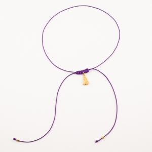 Necklace Purple Gold Plated Broom