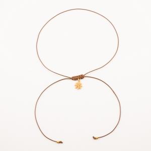 Necklace Brown Gold Plated Web