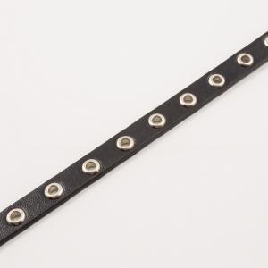 Stripe Leatherette Black Studs 1cm