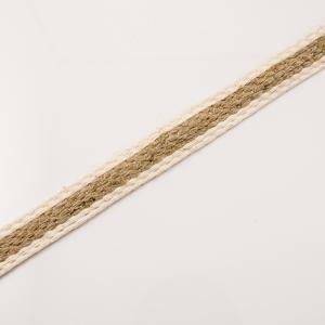 Jute Ribbon Natural Stripe Biege 1.5cm