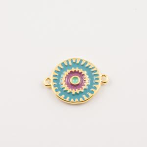 Gold Plated Eye Light Blue-Purple Enamel
