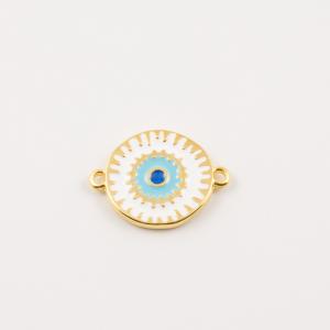 Gold Plated Eye White-Light Blue Enamel