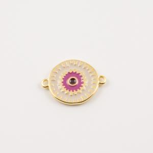 Gold Plated Eye Ivory-Pink Enamel