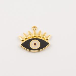 Gold Plated Eye Black Enamel (2.2x1.9cm)