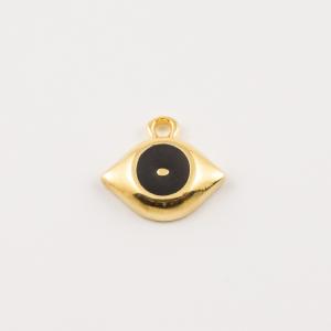 Επίχρυσο Μάτι Μαύρο Σμάλτο (1.2x1cm)