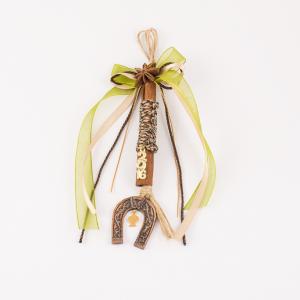Charm Horseshoe Olive Ribbons 22cm