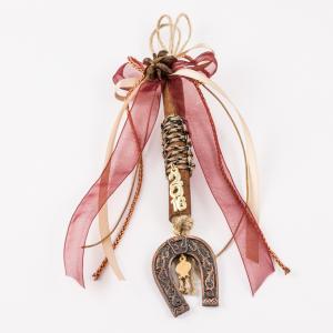 Charm Horseshoe Burgundy Ribbon 22cm