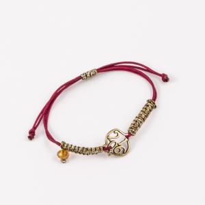 Bracelet "2016" Burgundy Macrame Gold