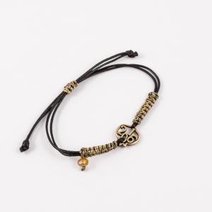 Bracelet "2016" Black Macrame Gold