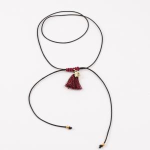 Necklace "16" Black Tassel Burgundy