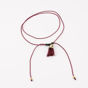 Necklace "16" Burgundy  Tassel Burgundy