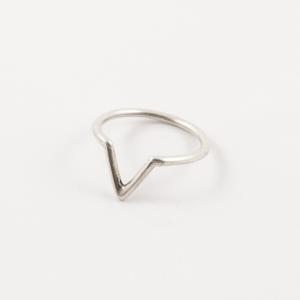 Δαχτυλίδι "V" Ασημί 1.8x1.2cm