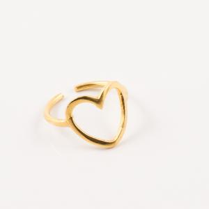 Επίχρυσο Δαχτυλίδι Καρδιά 1.9x1.6cm