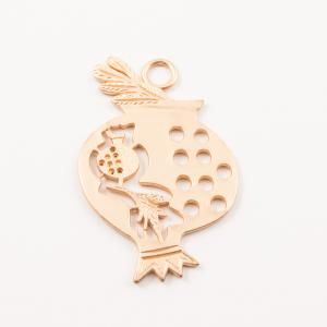 Gold Plated Matte Pomegranate 4.6x3.1cm
