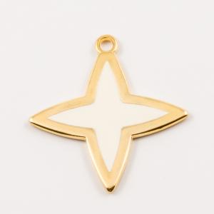 Επίχρυσο Αστέρι Λευκό Σμάλτο 3.4x3.2cm