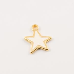 Gold Plated Star White Enamel 1.8x1.5cm