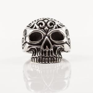Steel Carved Skull Ring