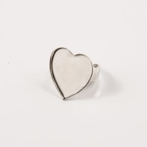 Βάση Δαχτυλιδιού Καρδιά Ασημί (2cm)