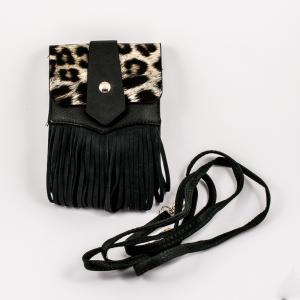 Women's Bag Leopard Leatherette Black