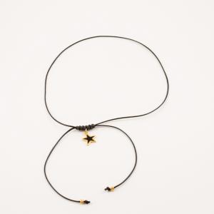 Necklace Black Gold Plated Star