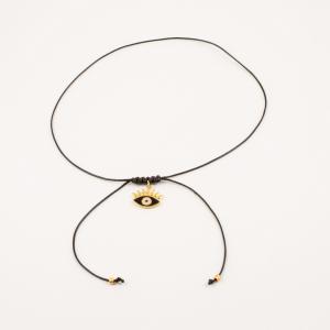 Necklace Black Gold Plated Eye Enamel