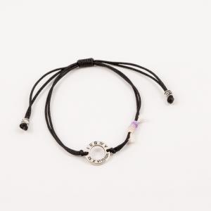Bracelet Black Grommet Numbers Silver