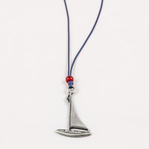 Necklace Blue Sailboat Silver